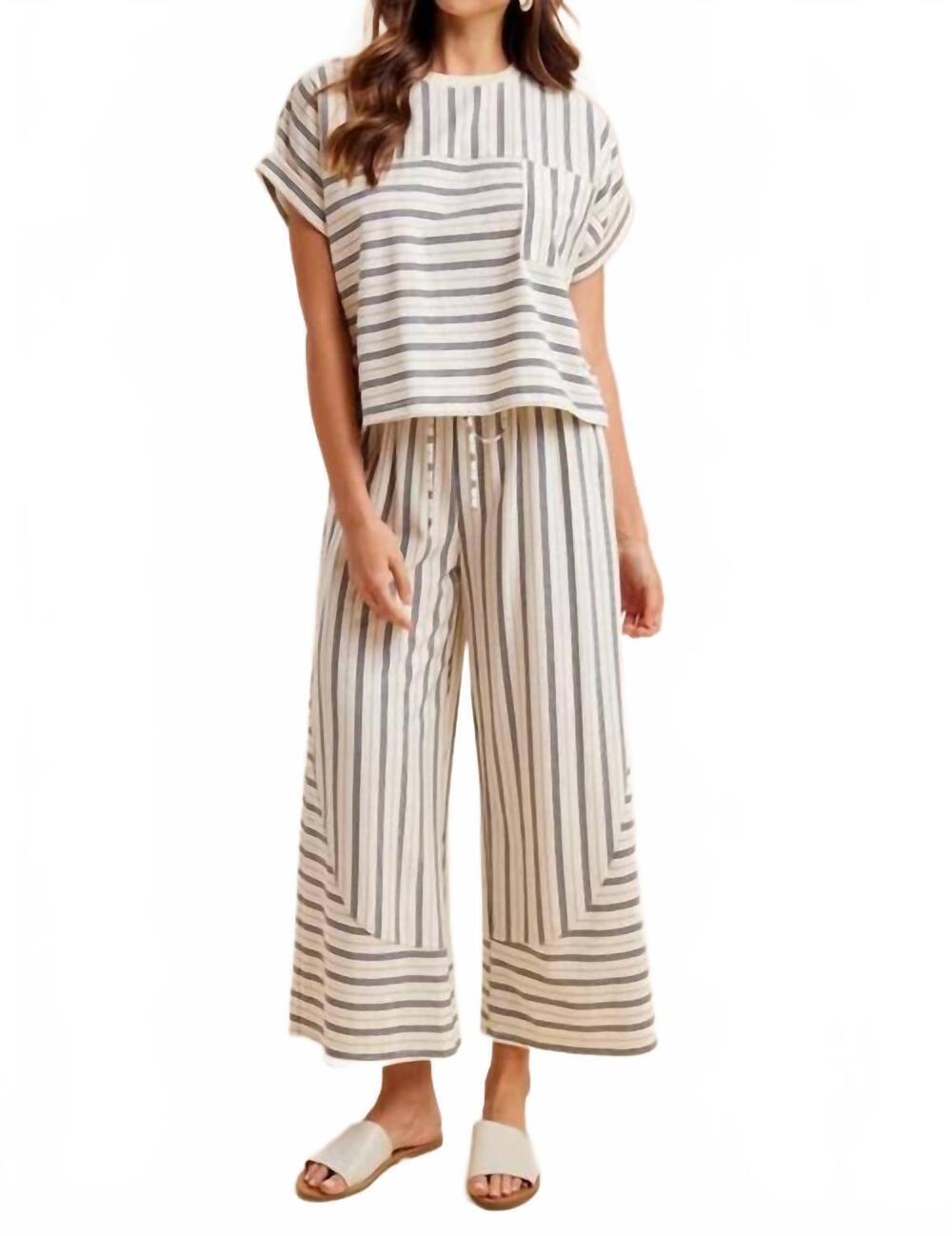 NEW ANNIEWEAR dolman sleeve knit top and pants set in multi stripe
